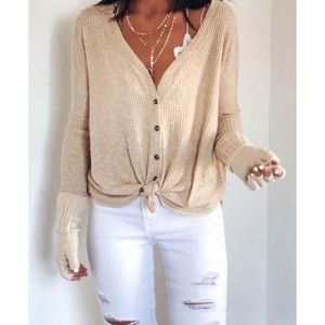 URBAN OUTFITTERS “Out From Under Jojo Oversized Thermal Button-Front Cardigan”